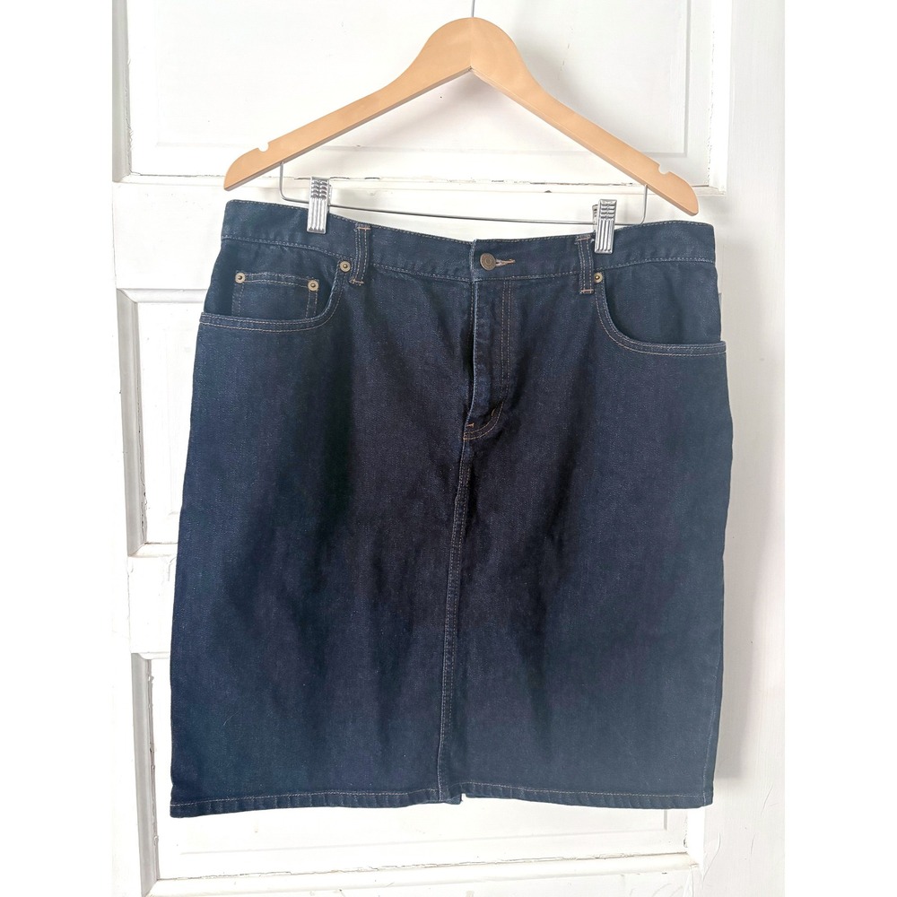 Lauren Ralph Lauren Denim Skirt Dark Wash Y2K Mini Size 14 LRL Jeans Co